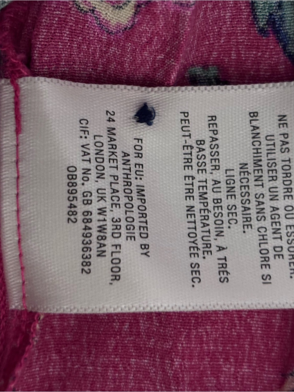 Anthropologie Maeve Fuchsia Floral Mini Dress with Navy Polka-Dot Bib Size 6 - Picture 10 of 10